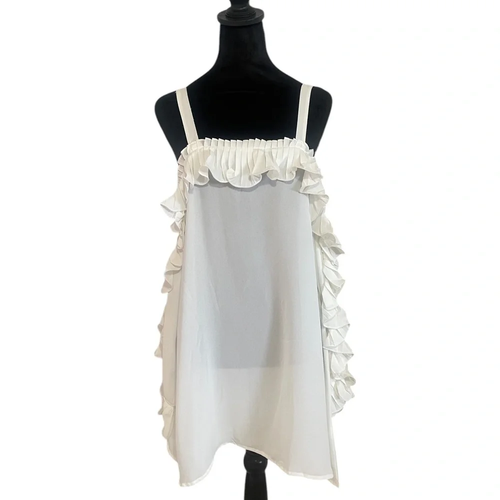 New Pretty Angel White Baby doll dress, Tunic,Open shoulder,Ruffle,Medium - Picture 2 of 10